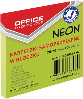 OFFICE products memoblok Neon, 76 x 76 mm, 100 vel, neongroen