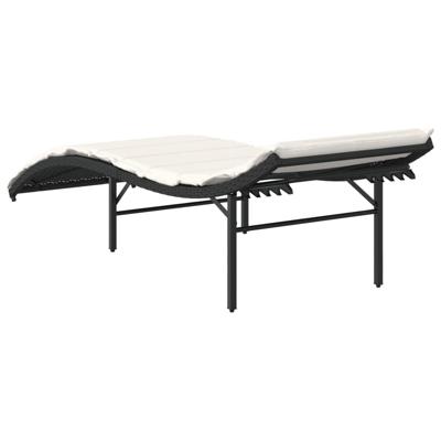 Ligbedden 2 st met kussens poly rattan zwart - thumbnail