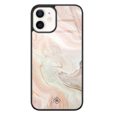 iPhone 12 glazen hardcase - Marmer waves iPhone 12 glazen hardcase - Marmer waves