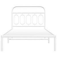 Bedframe met hoofdbord metaal wit 100x200 cm - thumbnail