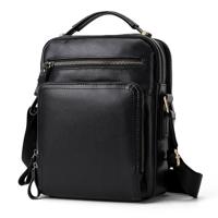6028 multifunctionele mode top-nerf leder Messenger Bag casual mannen Schoudertas (zwart) - thumbnail