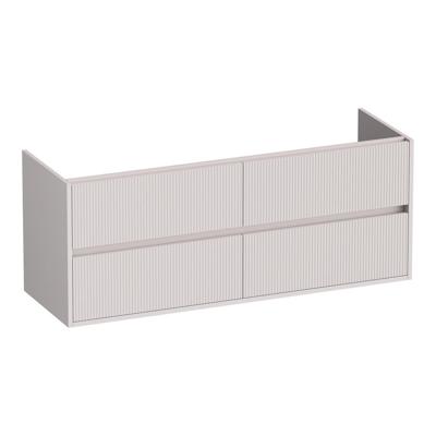 Brauer Adore Wavy - Onderkast - 140 cm - met 4 Softclose Lades Greeploos en 2 Sifon Uitsparingen - Mat Zand