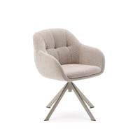 Kave Home Draaibare Eetkamerstoel 'Dorina' Chenille, kleur Beige - thumbnail