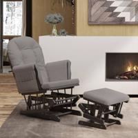 Schuifstoel met voetenbank stof lichtgrijs - thumbnail