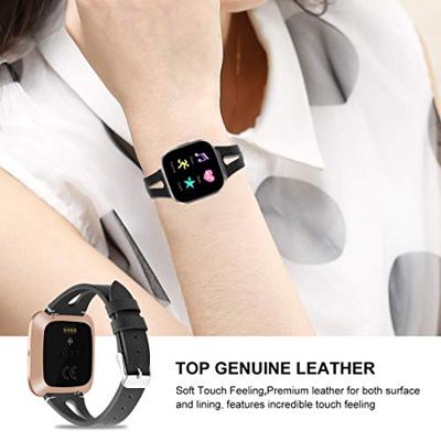 Fitbit Versa 1 / 2 & Lite bandje TPU leer - Zwart