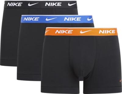 Nike Everyday Cotton Boxershort Trunk 3-Pack Zwart Oranje Blauw Nike Everyday Cotton Boxershort Trunk 3-Pack Zwart Oranje Blauw