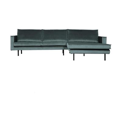 WOOOD Rodeo bank chaise longue rechts velvet Groenblauw