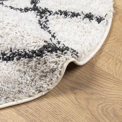 VidaXL Vloerkleed pamplona shaggy hoogpolig ø 160 cm crème en zwart - thumbnail