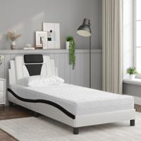 Bed met matras kunstleer zwart en wit 90x200 cm - thumbnail