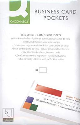 Q-CONNECT badge pocket, zelfklevend, ft 60 x 95 mm, open lange zijde, pak van 10 stuks