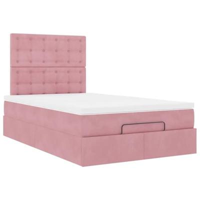 Ottoman bed met matrassen 120x200cm fluweel roze Ottoman bed met matrassen 120x200cm fluweel roze