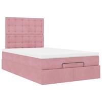 Ottoman bed met matrassen 120x200cm fluweel roze - thumbnail