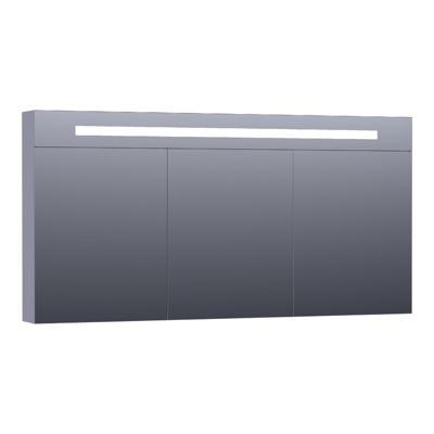 Brauer Promise Deluxe Spiegelkast - 140 cm - met Directe Verlichting - 3 Dubbelzijdige Spiegeldeuren - Mat Grijs