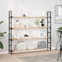 Wandschappen 4 st zwevend 160x20x2 cm onbehandeld acaciahout - thumbnail