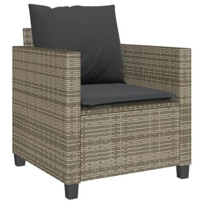 3-delige Bistroset met kussens poly rattan grijs 3-delige Bistroset met kussens poly rattan grijs