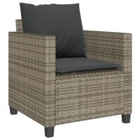 3-delige Bistroset met kussens poly rattan grijs - thumbnail