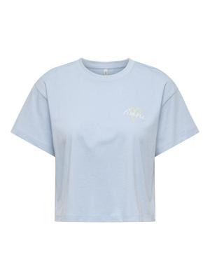 Only Onlannbel S/s Boxy Crop Tee Jrs 15348981 T-shirt Korte Mouw 4990461 Cashmere Blue Amore Fione