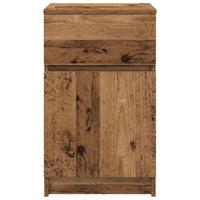 Nachtkastjes 2 st 39x35x65 cm bewerkt hout oud houtkleurig - thumbnail