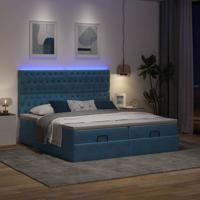 vidaXL Ottoman bed met matrassen en LED's 180x200cm fluweel donkerblauw, bedframe, ottoman bedframe, bedframe met opbergruimte onder het bed - thumbnail