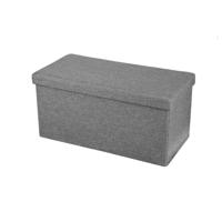 Opvouwbare Opbergbank - Opvouwbare Hocker - Stof - 37.5x76x37.5cm - Donkergrijs - Opbergbank - Opvouwbare Hocker - thumbnail
