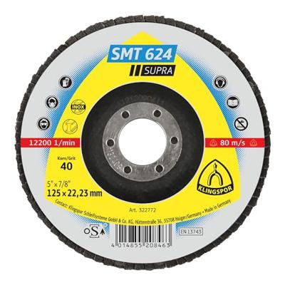 Klingspor 322772 SMT 624 Supra Lamellenschijf Diameter 125 mm Boordiameter 22.23 mm Inox, Staal 10 stuk(s) Klingspor 322772 SMT 624 Supra Lamellenschijf Diameter 125 mm Boordiameter 22.23 mm Inox, Staal 10 stuk(s)