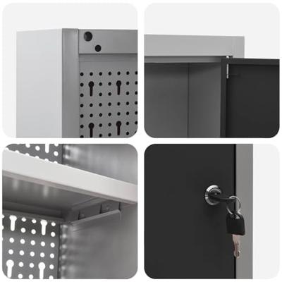 VidaXL Gereedschapskast set met plank 4 pcs zwart gepoedercoat staal