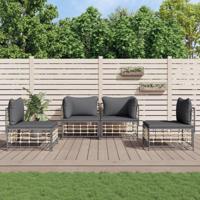 4-delige Loungeset met kussens poly rattan antracietkleurig - thumbnail