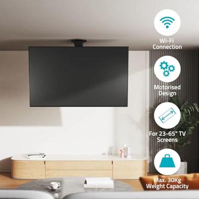 Gemotoriseerde TV-plafondbeugel | 23 - 65 " | Maximaal schermgewicht: 30 kg | Draaibaar | Kantelbaar | Minimale plafondafstand: 140 mm | Afstandbestuurbaar | Staal | Zwart - thumbnail