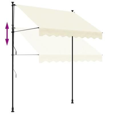 Luifel uittrekbaar 200x150 cm stof en staal crèmekleurig - thumbnail