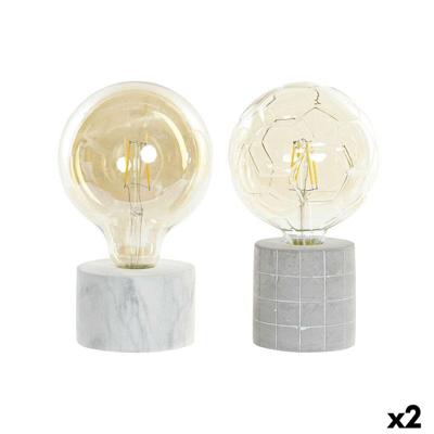 Bureaulamp DKD Home Decor Wit Grijs Gouden Cement 12 x 12 x 22 cm (2 Stuks)