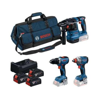 Bosch Blauw Accutoolkit 3 Toolkit 18V GSR 18V-65 + GDX 18V-285 + GBH 18V-22 | 3x GBA 18V 5.0Ah + lader GAL 12V-18V-80 - 0615A50093