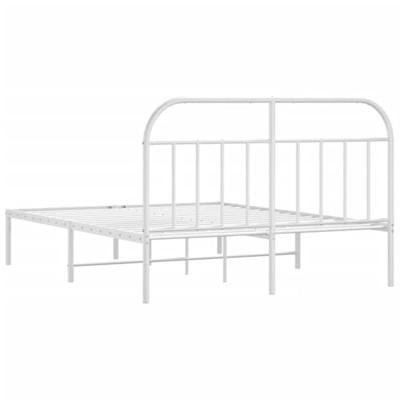 Bedframe met hoofdbord metaal wit 140x200 cm