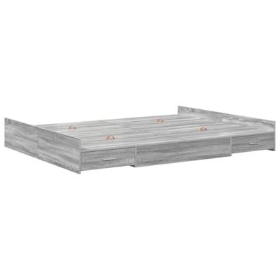 Opbergbedframe met lade Grijs sonoma 140 x 190 cm Bewerkt hout