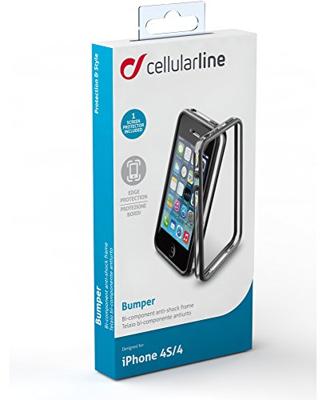 Cellular Line BUMPERIPHONE4BK beschermframe en beschermfolie voor Apple iPhone 4/4S zwart