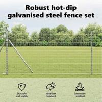 VidaXL Hek met paal zilver 1 x 10 m staal en pvc - thumbnail