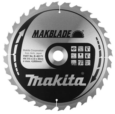 Makita Tafelzaagblad voor Hout | Makblade | Ø 315mm Asgat 30mm 60T - B-46193 Makita Tafelzaagblad voor Hout | Makblade | Ø 315mm Asgat 30mm 60T - B-46193