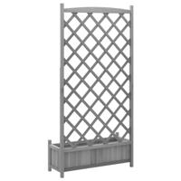 Plantenbak met latwerk massief vurenhout grijs - thumbnail