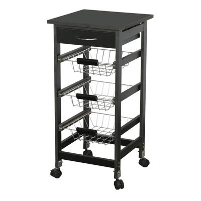 Gebor - Praktische Keukentrolley Op Wielen Met 3 Manden En 1 Lade - 76x37x37cm – Zwart – Keukenhulp – Keukenrek Gebor - Praktische Keukentrolley Op Wielen Met 3 Manden En 1 Lade - 76x37x37cm – Zwart – Keukenhulp – Keukenrek