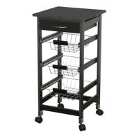 Gebor - Praktische Keukentrolley Op Wielen Met 3 Manden En 1 Lade - 76x37x37cm – Zwart – Keukenhulp – Keukenrek - thumbnail