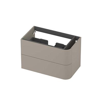 INK - Rechts Afgeronde Onderkast Gelakt 2 Laden Softclose Tbv Grepen - 800x450x520 Mm - Mat Creme Cotton