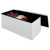 Monzana Zitbank - 80cm - met - opbergruimte - in - Wit - thumbnail