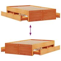 Bedframe zonder matras met lades grenenhout wasbruin 120x190 cm - thumbnail