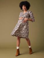 Zwangerschaps- en borstvoedingsjurk met bloemenprint en glanzende draad ENVIE DE FRAISE marineblauw - thumbnail