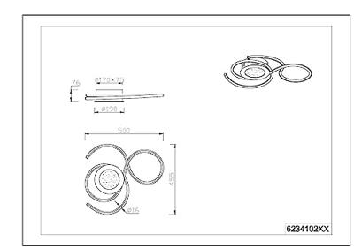 Trio Leuchten Plafondlamp Jive L 50 cm mat chroom