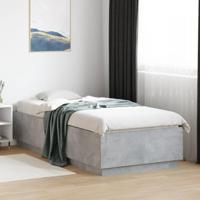 Bedframe met LED-verlichting bewerkt hout betongrijs 100x200 cm - thumbnail
