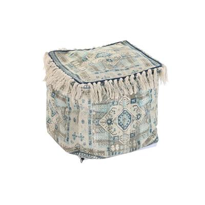 Poef DKD Home Decor Casablanca Blauw Franjes 40 x 40 x 40 cm