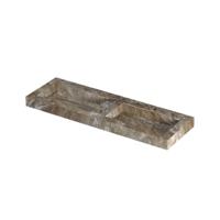INK Pitch Wastafel keramische slab bak dubbel met drain en front en side skirts 2 kraangaten 140x45x9 Earth glossy - thumbnail