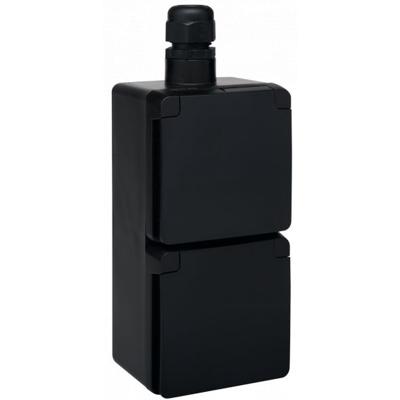 Niko Hydro stopcontact 2-voudig met randaarde verticaal waterdicht zwart