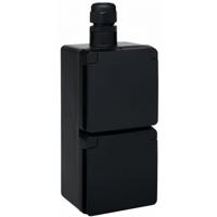 Niko Hydro stopcontact 2-voudig met randaarde verticaal waterdicht zwart - thumbnail