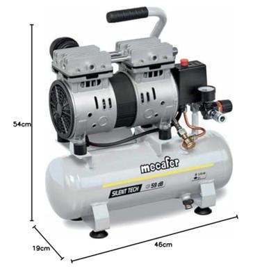 MECAFER Stille compressor - 425513 - 6L - 0,5HP - Grijs MECAFER Stille compressor - 425513 - 6L - 0,5HP - Grijs